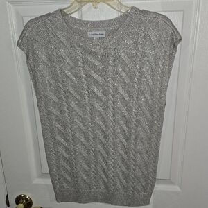 Calvin Klein Silver Textured Knit Sweater